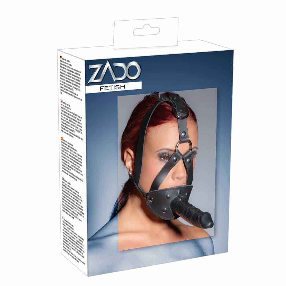 Zado Læder Harness med dildo til ansigt