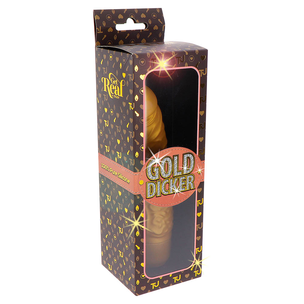 Gold Dicker Dildo med Vibrator 20 cm