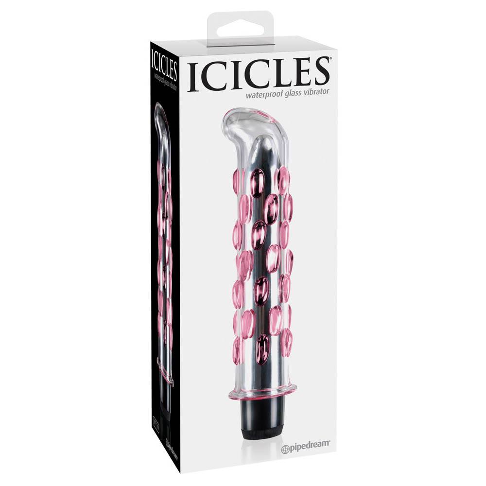 Icicles No 19 Pink Glas Dildo med Vibrator