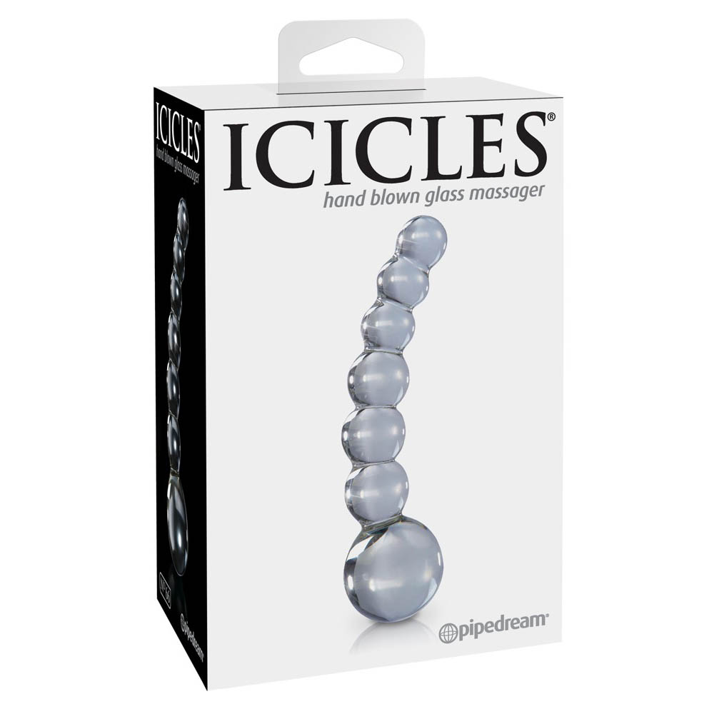 Icicles No 66 Clear Glas Dildo Med Kugler