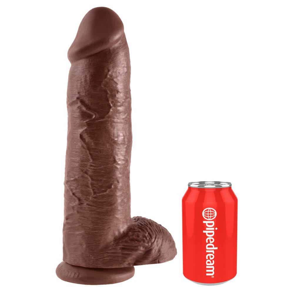 King Cock brun Dildo Med Kugler 31 cm