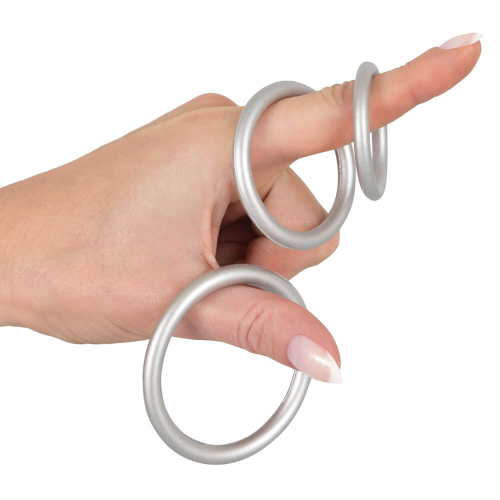Metallic Silikone Penis Ring Sæt