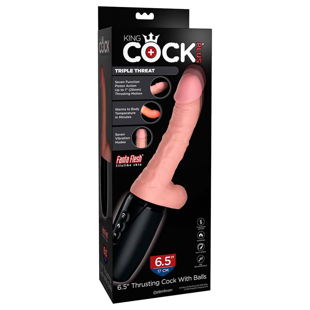 King Cock Plus Thrusting Cock Med Kugler Og Varme 17 cm