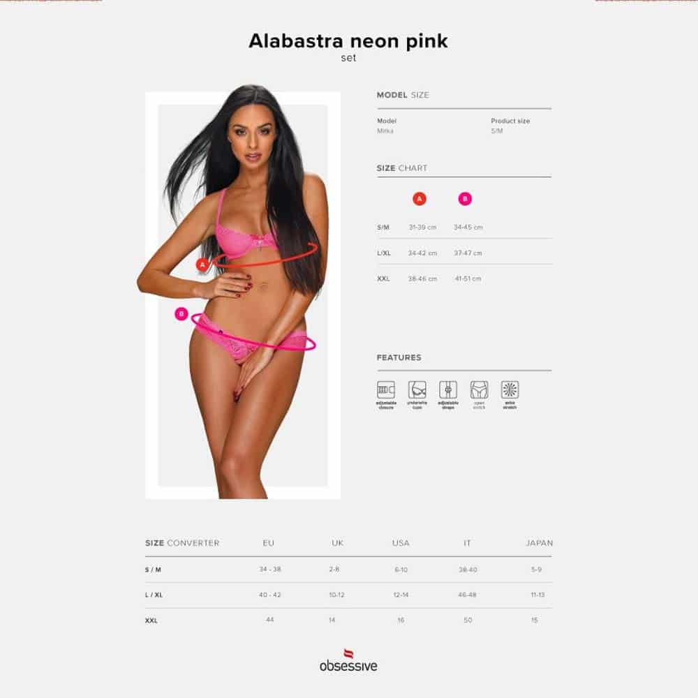 Obsessive Alabastra Lingeri Sæt Pink