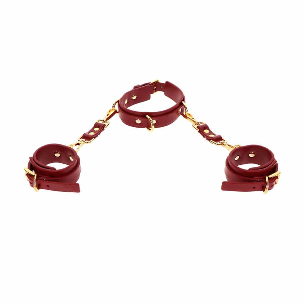Taboom D-ring krave og håndledsmanchetter Rød