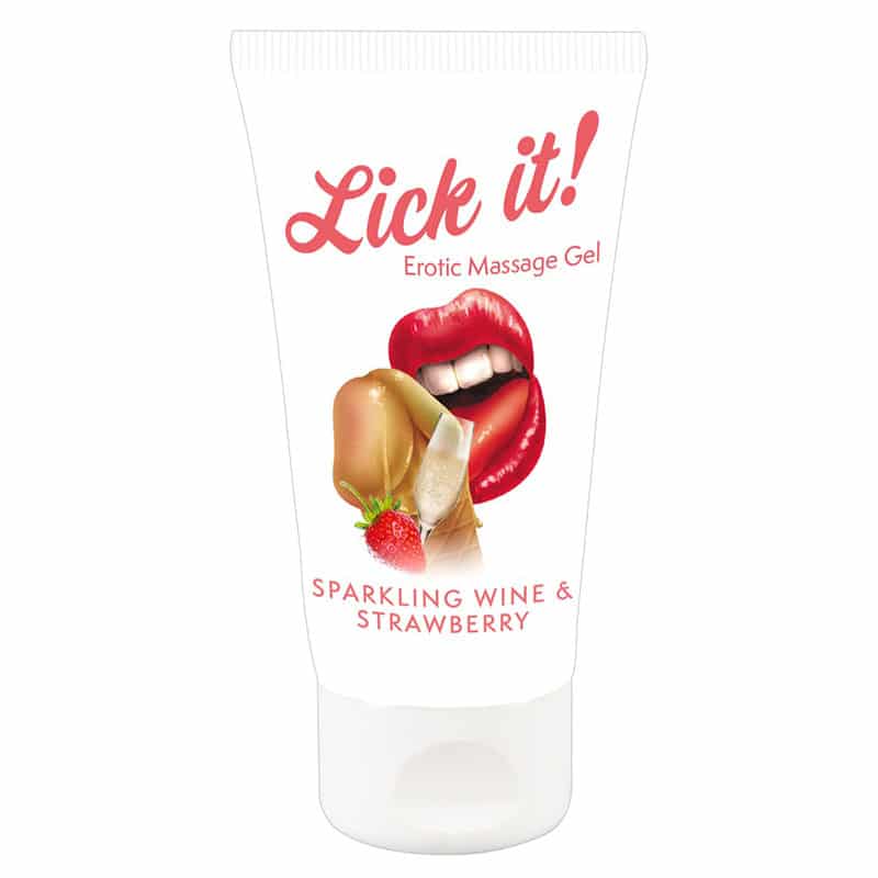 Lick It Erotisk Massagegel Vin og Jordbær