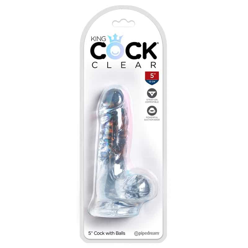 King Cock Clear Dildo med Kugler 13 cm