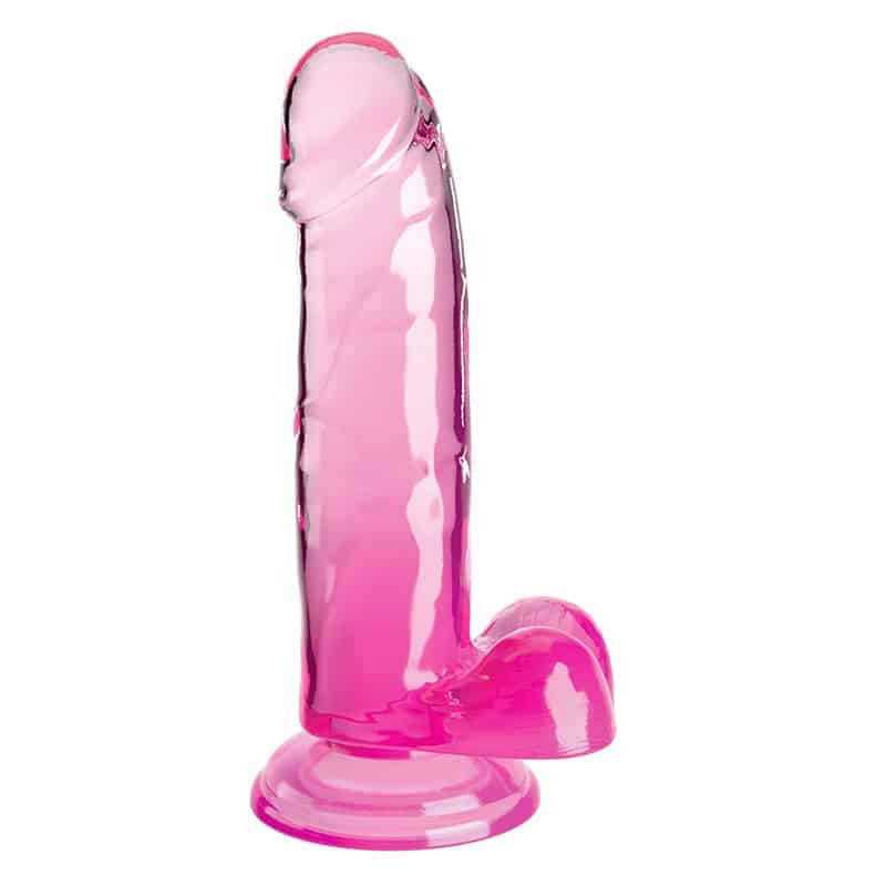 King Cock Clear Dildo med Sugekop 18 cm Pink / Lilla