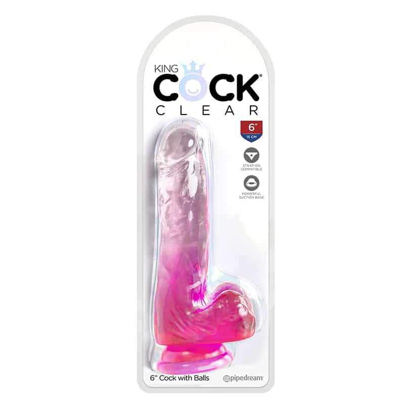 King Cock Clear Dildo med Sugekop Pink 15 cm