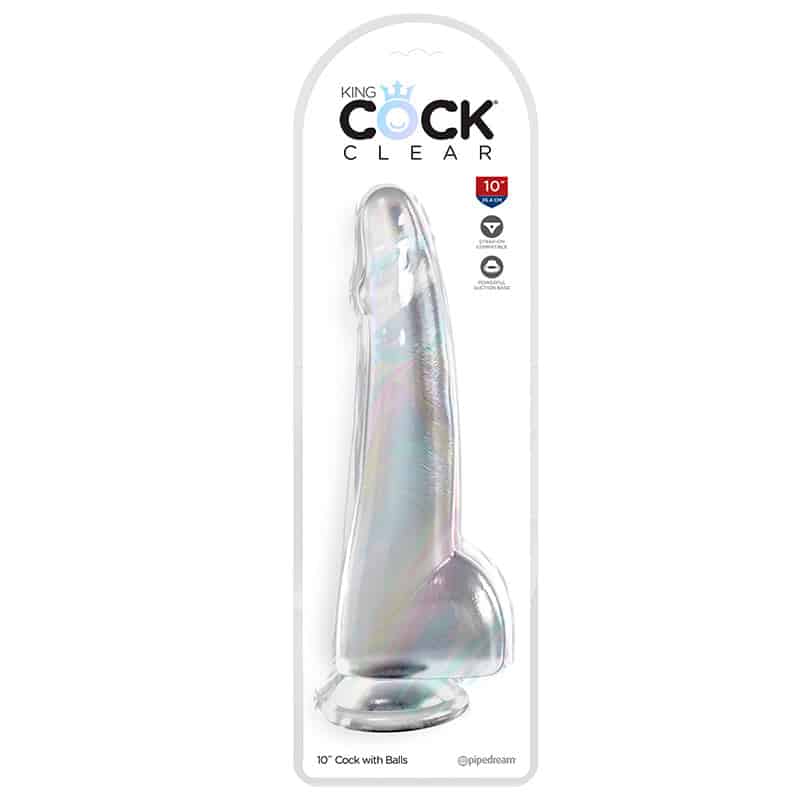 King Cock Clear Dildo med Kugler 25 cm transperant