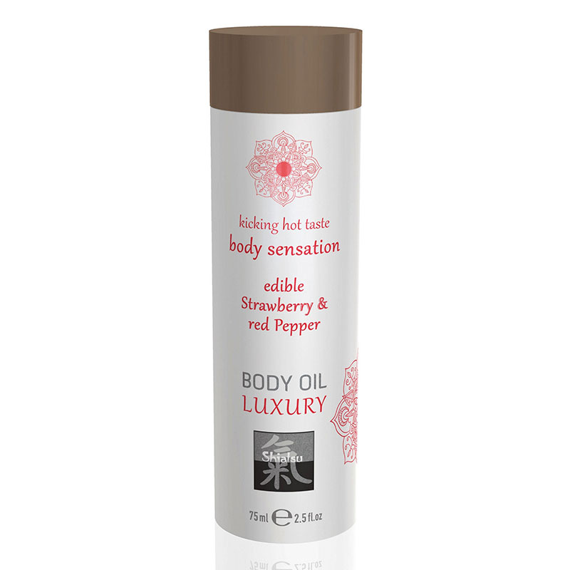 HOT Shiatsu Jordbær Luxury Edible Body Oil 75 ml